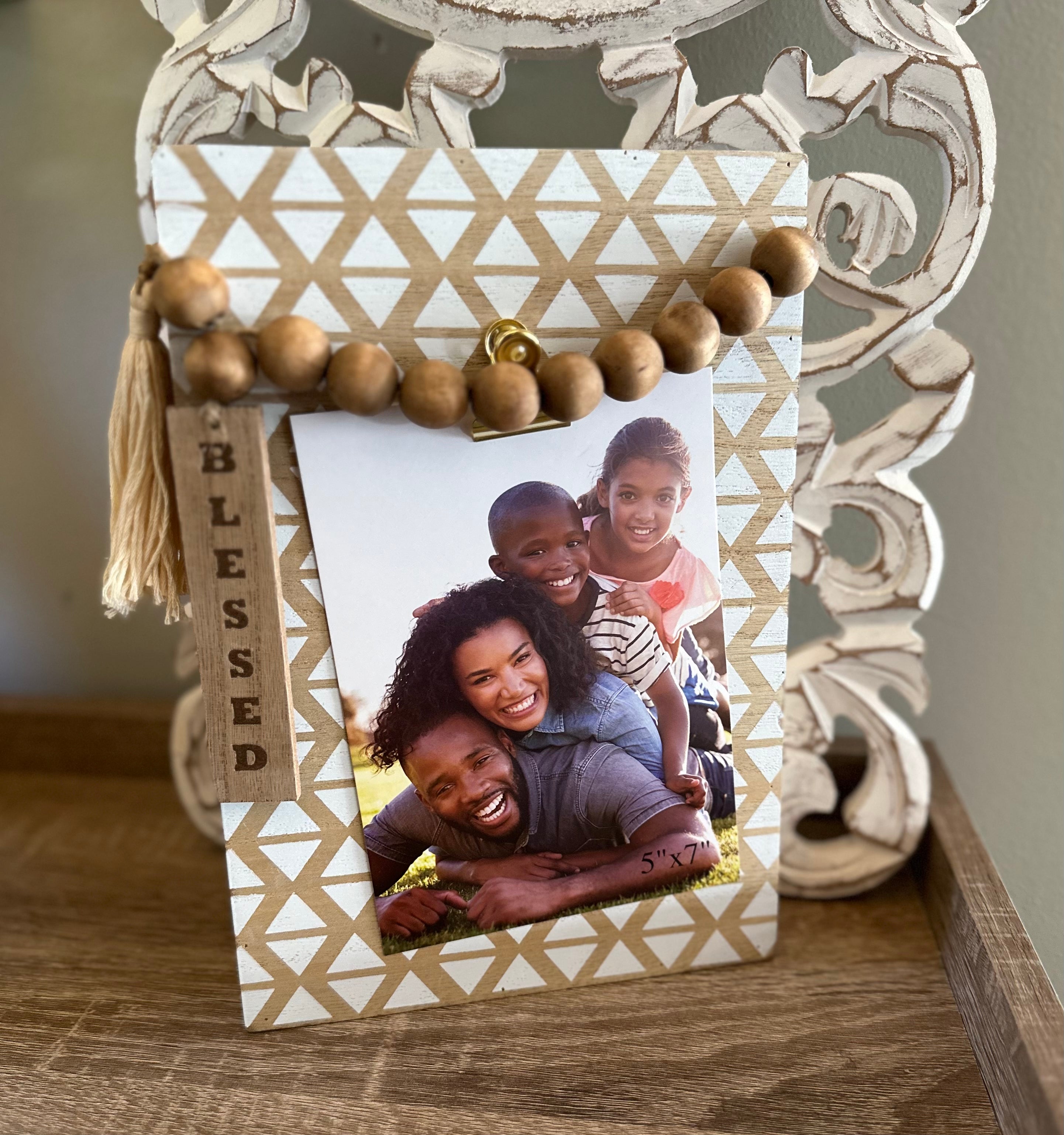 Blessed wood bead tassel 5x7 picture frame