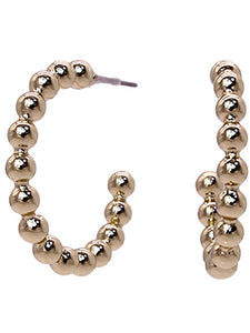 Silver or gold ball beaded hoop earrings