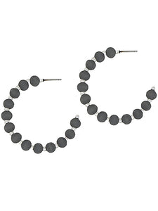 Wood & bead hoop earrings Black & silver or Mint & gold