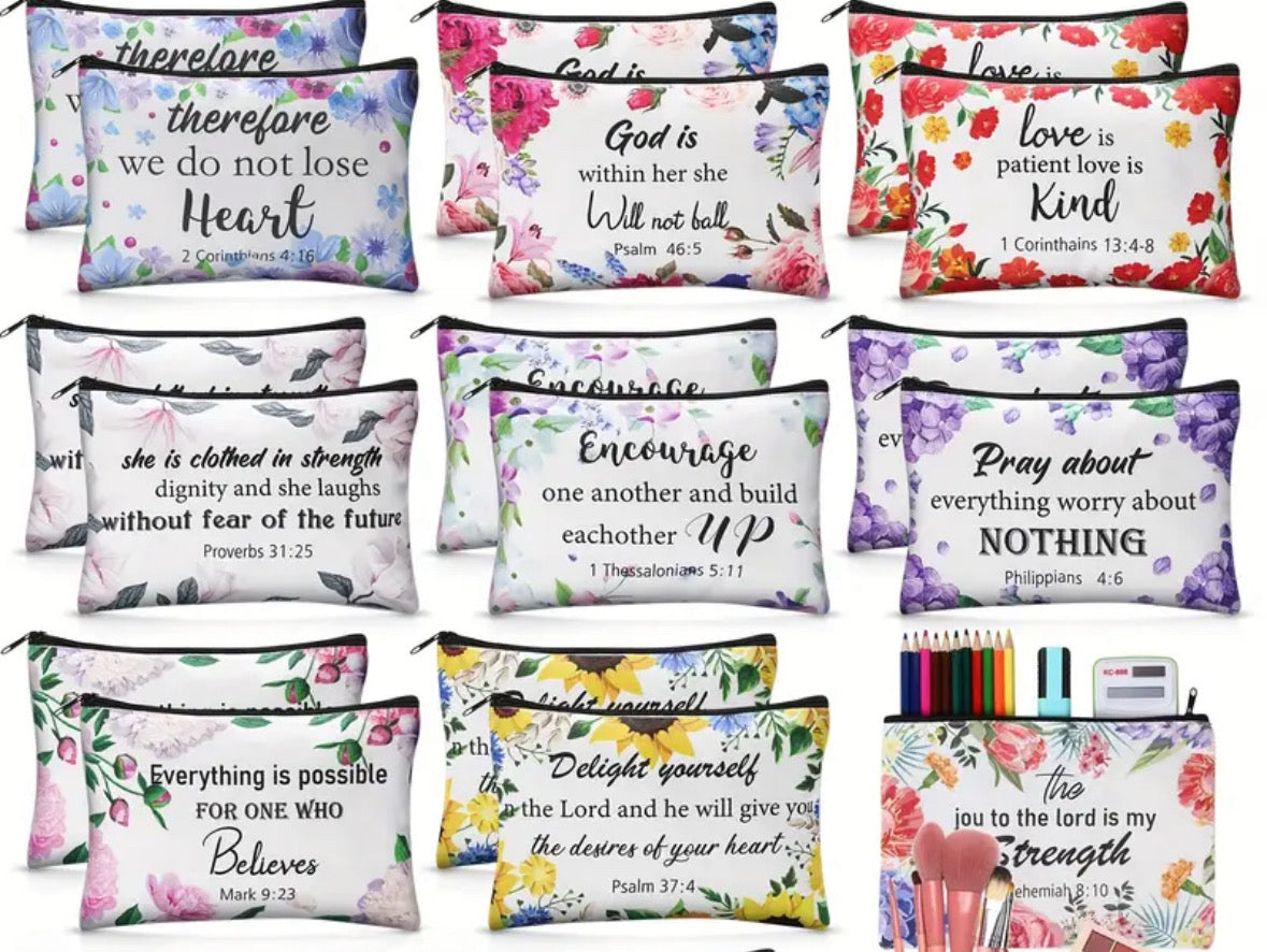 Large Christian Zipper Pouch Makeup Accessories Bag
