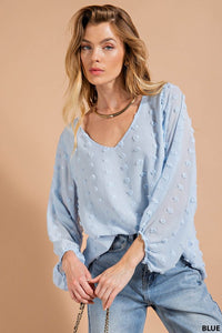 Baby Blue Swiss Dot Dressy Top