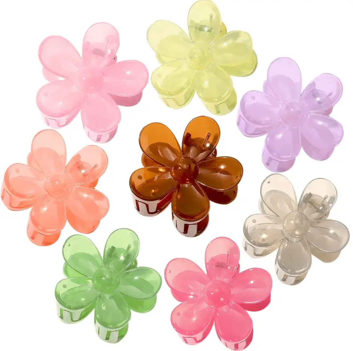 Clear large flower claw clips