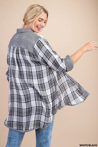 Kori plaid button up, black or taupe flannel