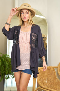 Navy lace kimono cardigan