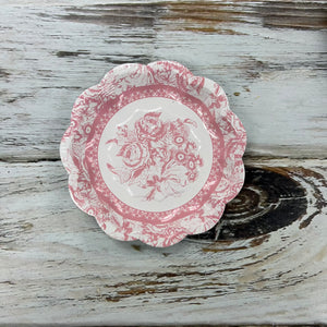 Small scalloped paper plate, pink or green floral