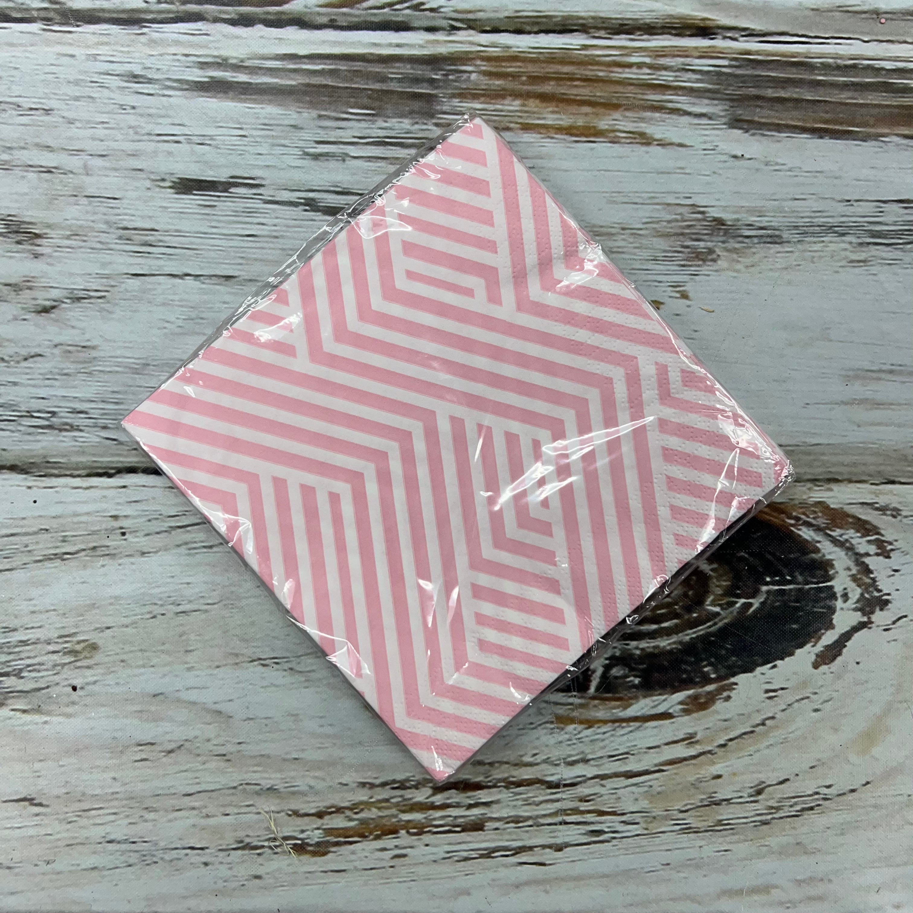 Pink geometric print large paper napkins