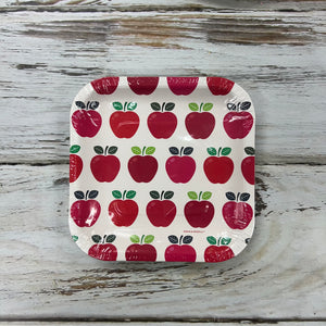 Small square apple pattern paper plates