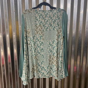 Easel sage green top with floral back