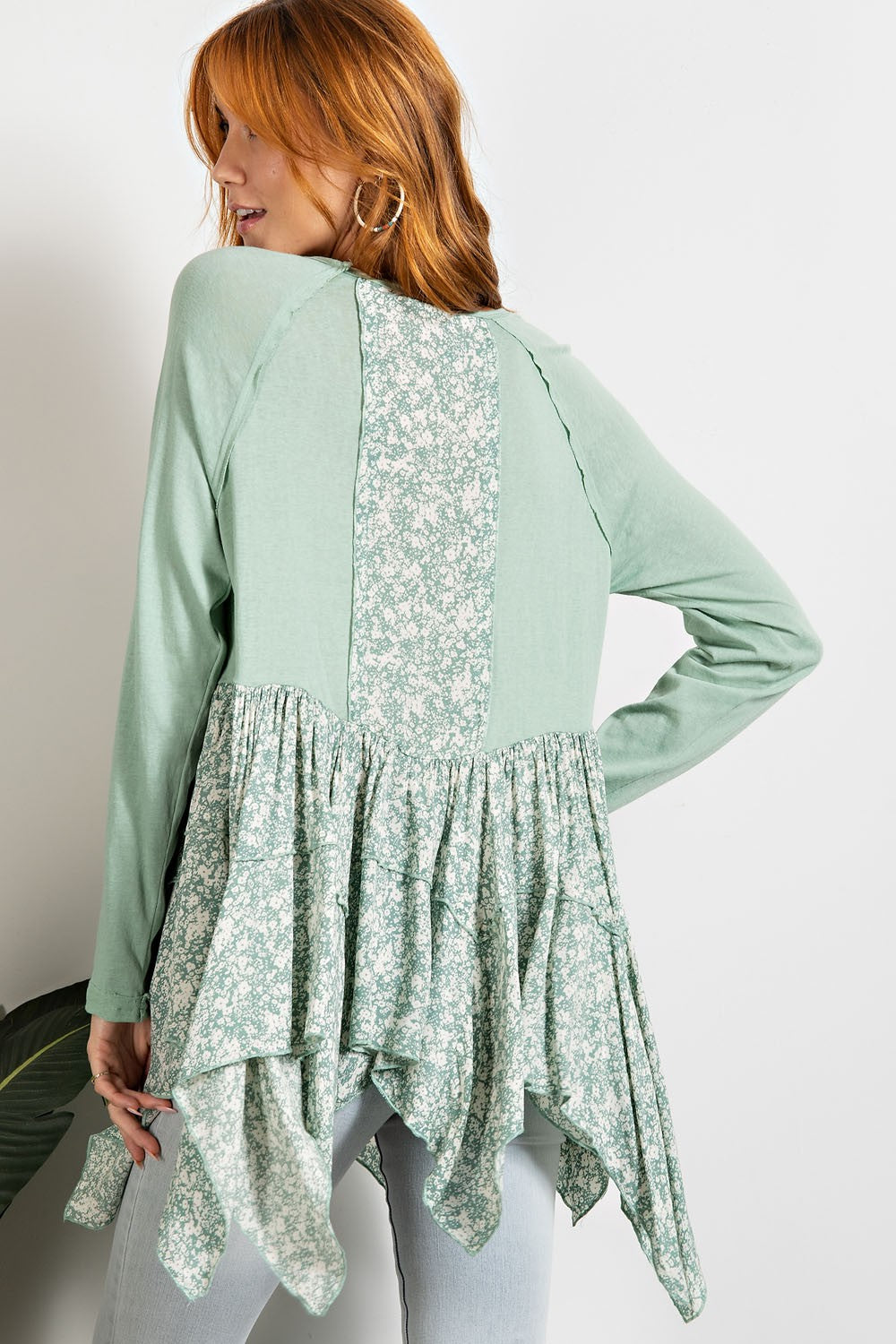 Easel sage green floral tiered top