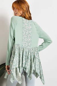 Easel sage green floral tiered top