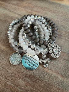 Grays or multicolor Christian bracelet set