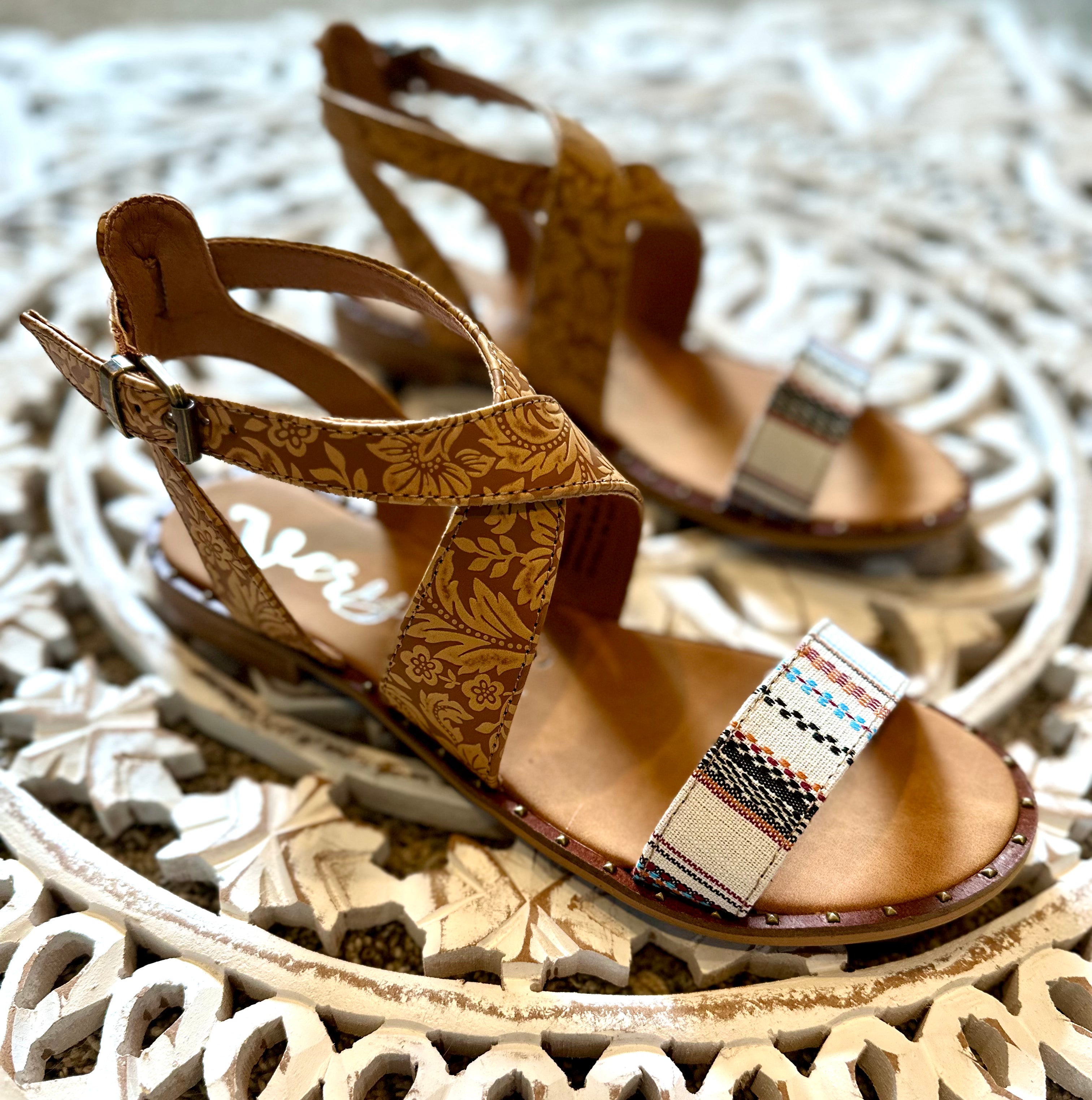 Very G Karma boho & tooled leather fall sandals