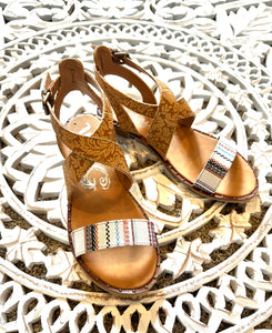 Very G Karma boho & tooled leather fall sandals