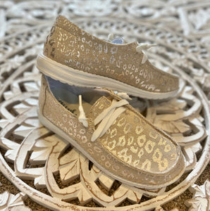 Gypsy Jazz Rose gold & tan leopard slip on shoes