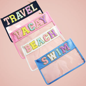 Chenille letter vacation organizing zip clear bags