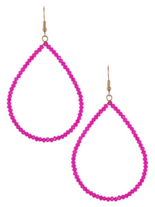 Fuchsia pink teardrop sparkle bead earrings