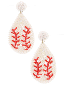 Baseball or softball teardrop sequin earrings