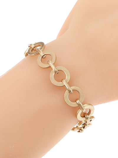 Circular link chain layering bracelet gold or silver