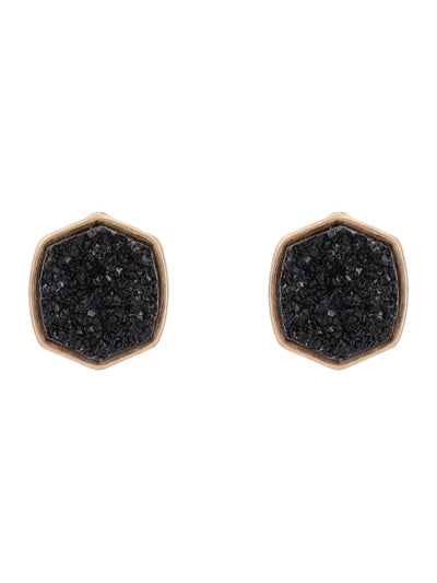 Druzy post earrings gold or black