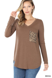 Reg. & Plus size leopard pocket tunic top