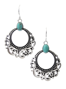 Silver and turquoise bead dangle earrings