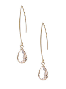 Gold clear gem drop earrings
