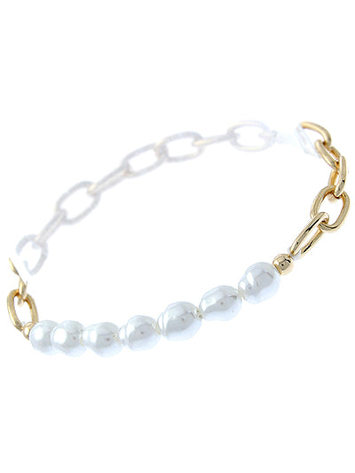 Gold Pearl link stretch bracelet