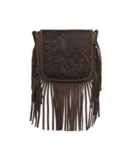 Montana West Leather Coffee Brown Fringe Leather Crossbody